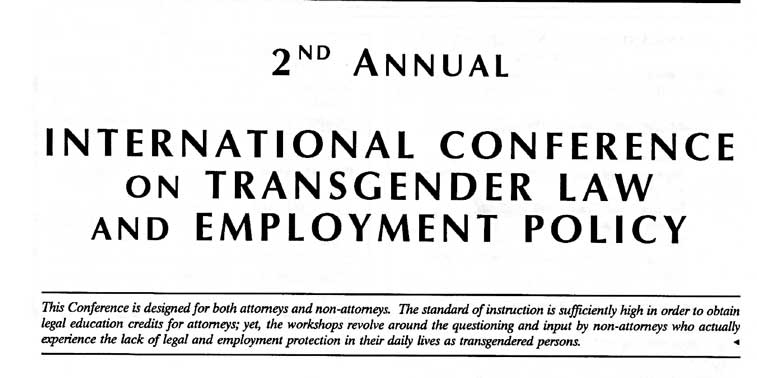 INSERT ETVC Vol. 11 No. 6 May June 1993 International Conference on Transgender Law