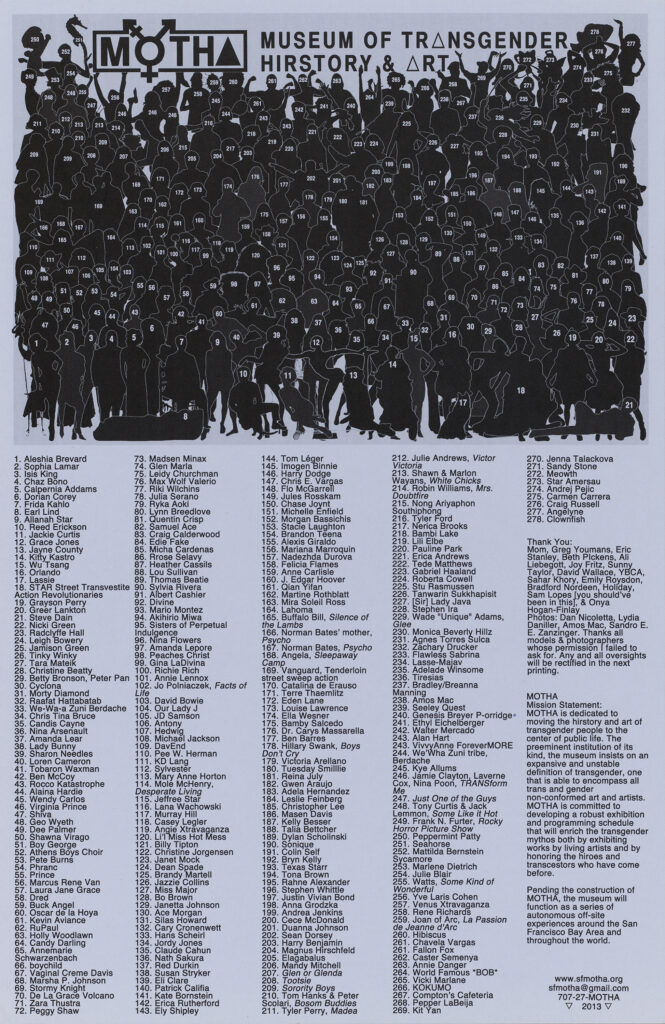 MOTHA: Museum of Transgender Hirstory & Art (2013) poster legend