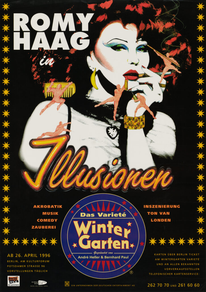 ROMY HAAG (circa 1980s) Transgender Dutch dancer, singer, and actress who managed a nightclub in Berlin.