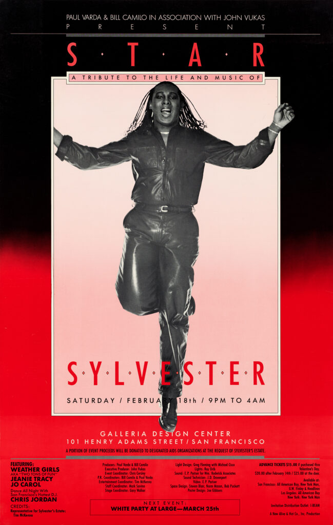 SYLVESTER – STAR (circa 1990) A tribute to the disco, R&B, and soul singer-songwriter, who died of HIV/AIDS in 1988.
